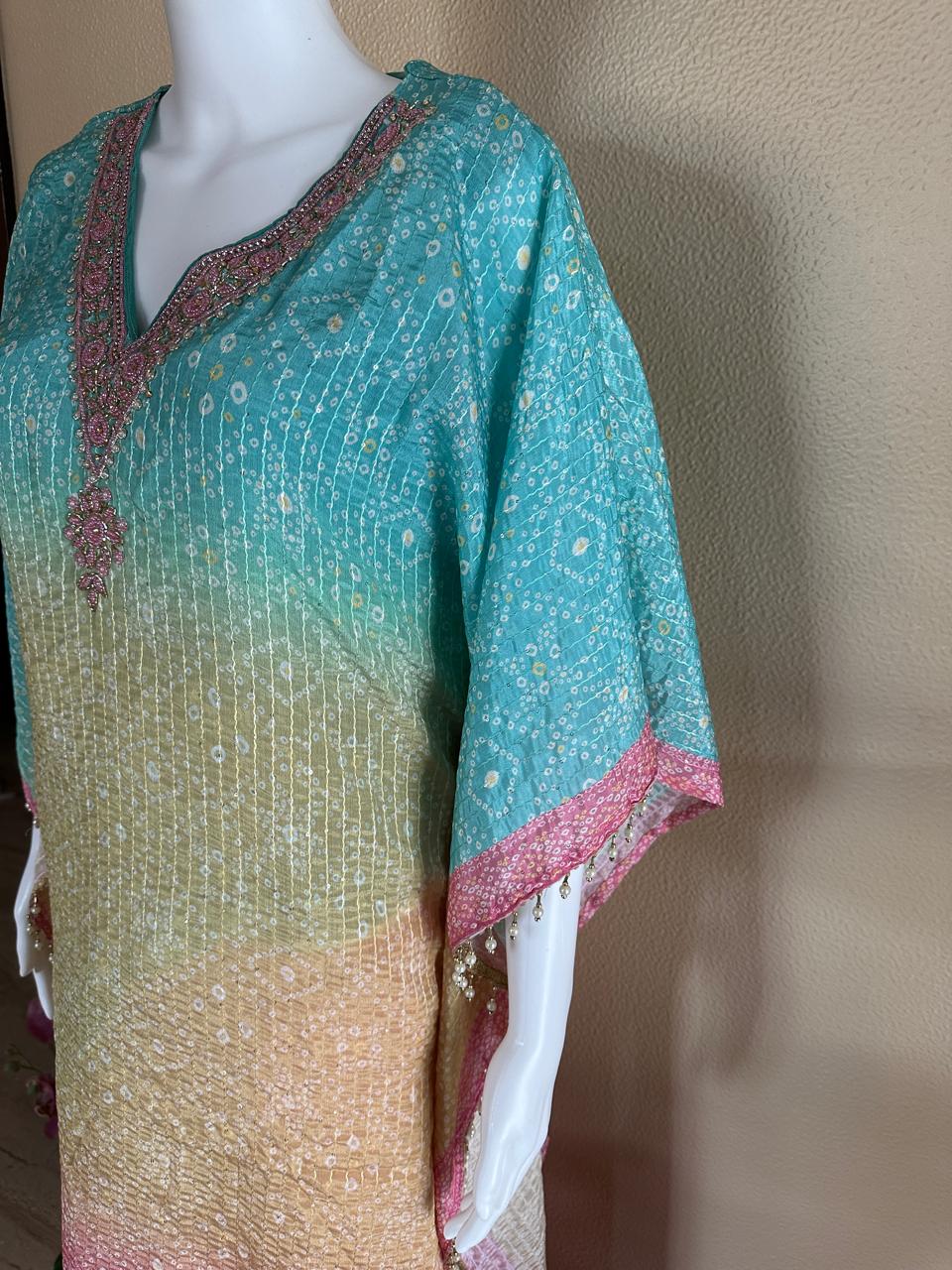 Vibrant embroidered Kaftan dress