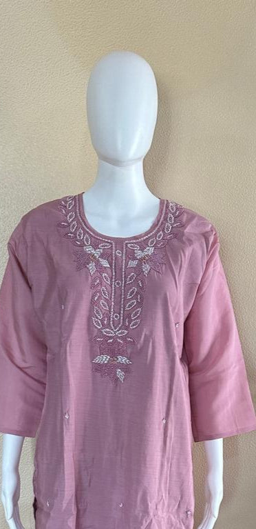 Roman silk with beads embroidery