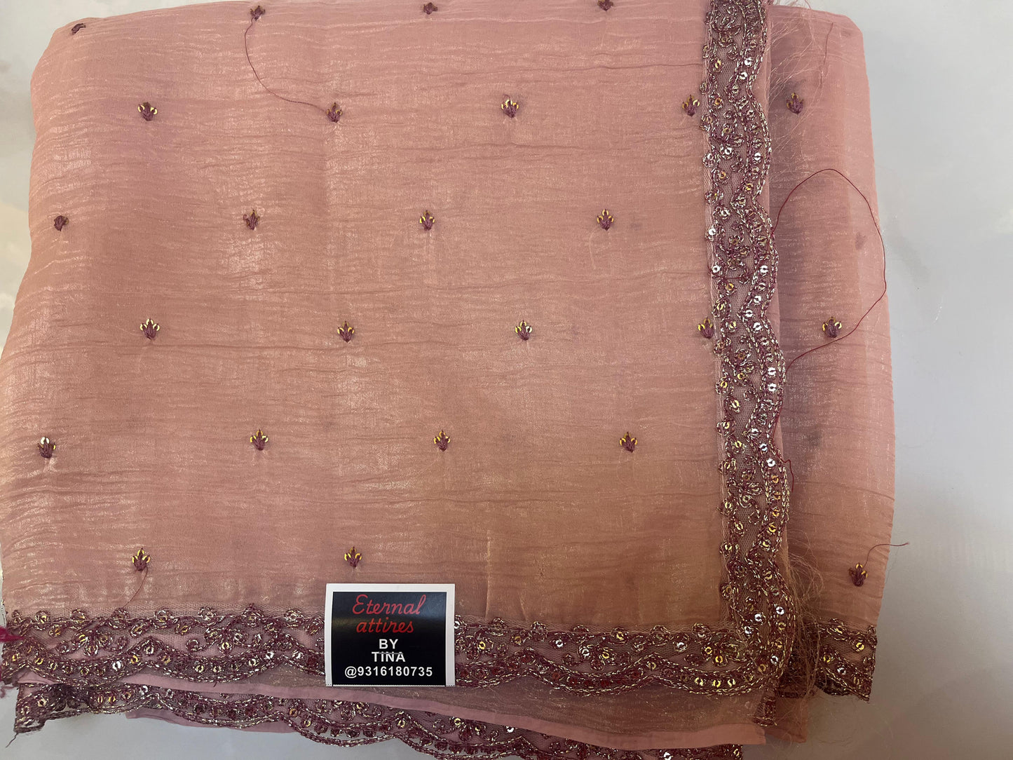 Mono Crackle saree with stitched blouse