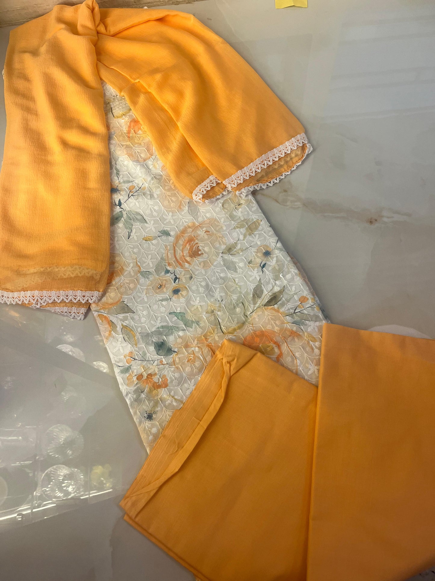 Hakoba Chikan Cotton Suit Dress material with Dupatta (3colours)