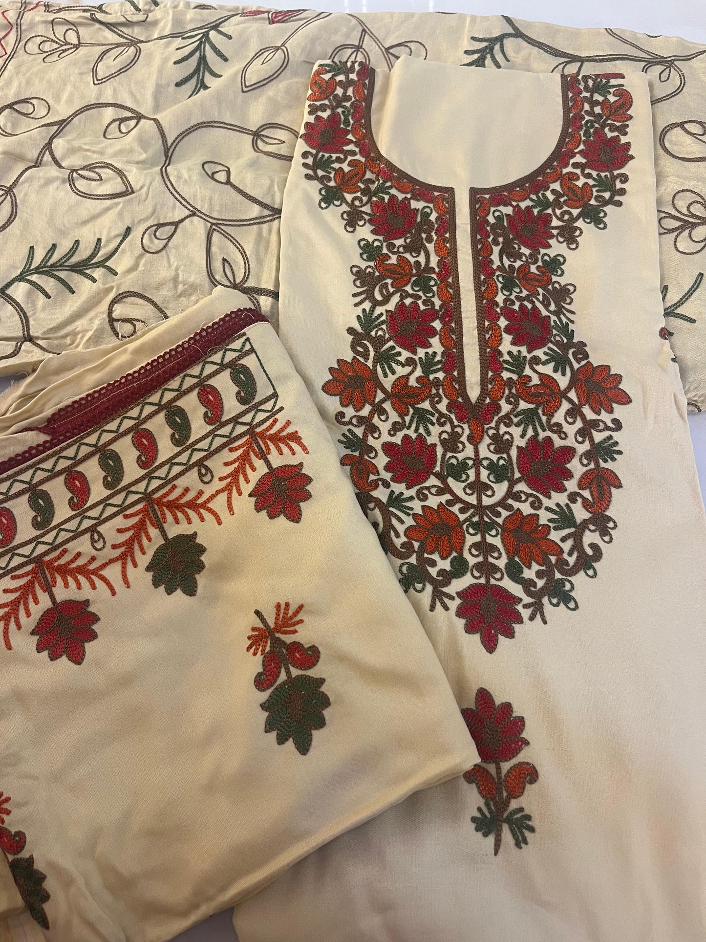 Kashmiri Heavy Embroidered Suit Dress material