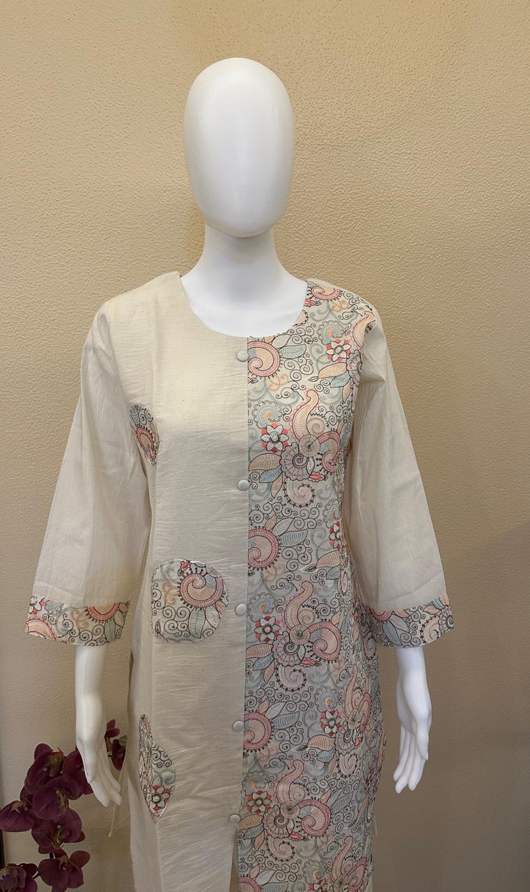 Cotton Khadi designer Emroidered coord set