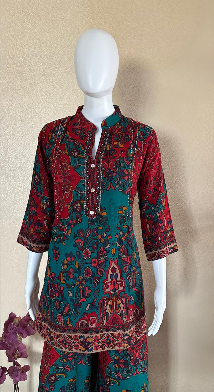 Pure maslin vibrant designed co-ord set
