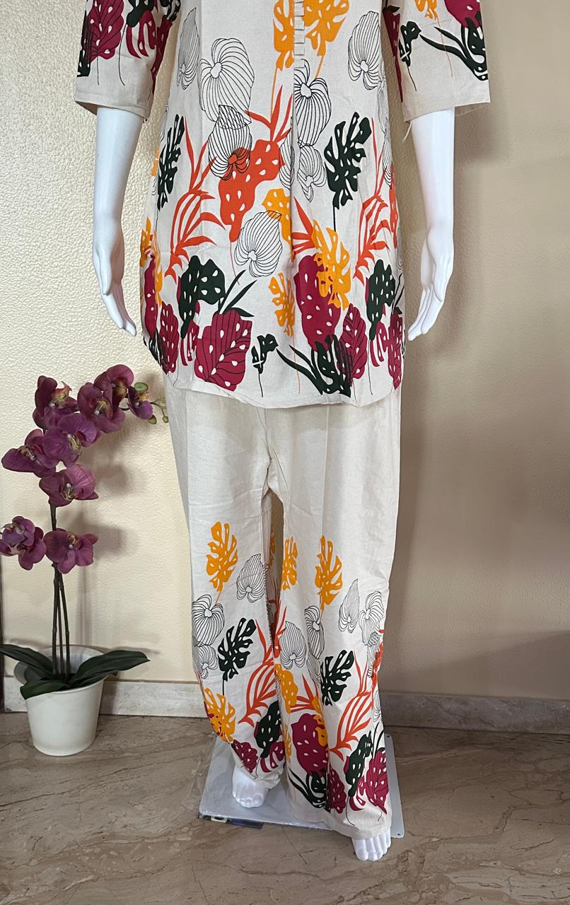Vibrant Off white Khaadi Cotton Co-Ord set