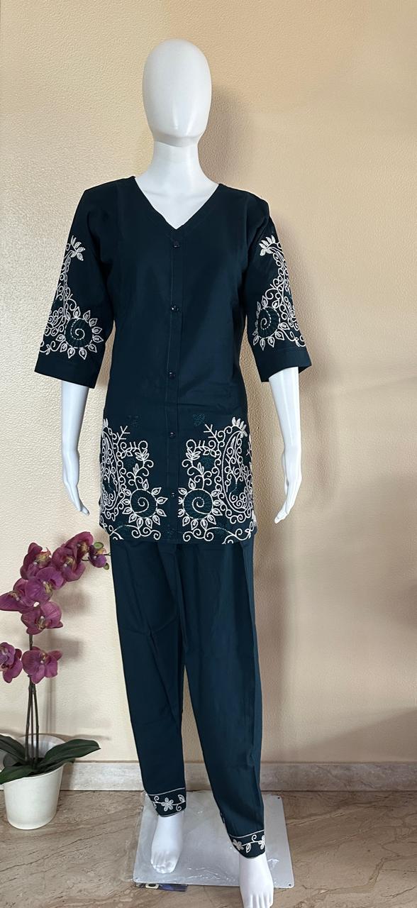 Peacock blue Kashmiri embroidered Co-Ord Set