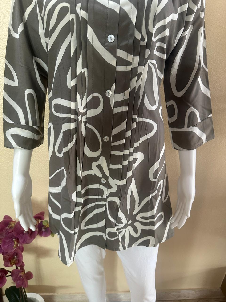 Short beautiful grey Rayon pleated Kurti