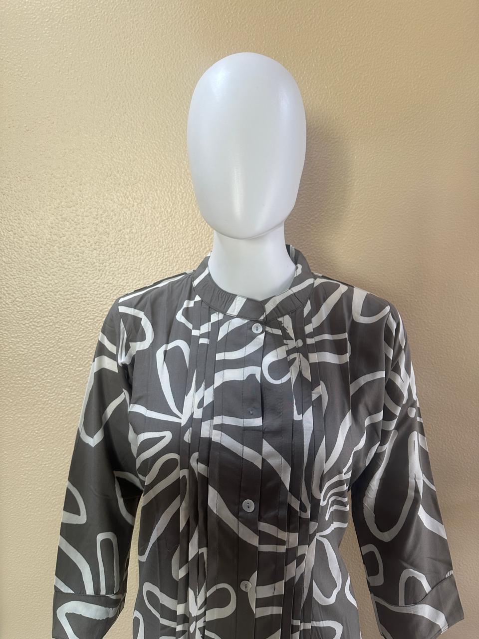 Short beautiful grey Rayon pleated Kurti