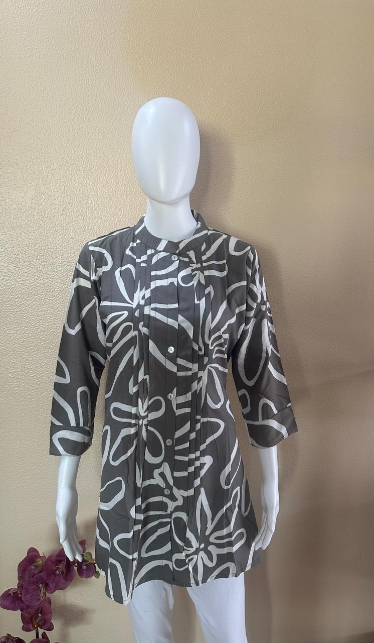 Short beautiful grey Rayon pleated Kurti
