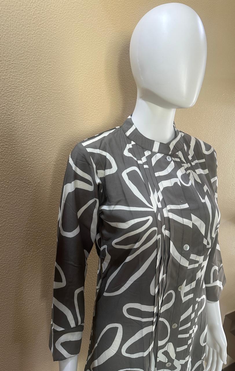 Short beautiful grey Rayon pleated Kurti