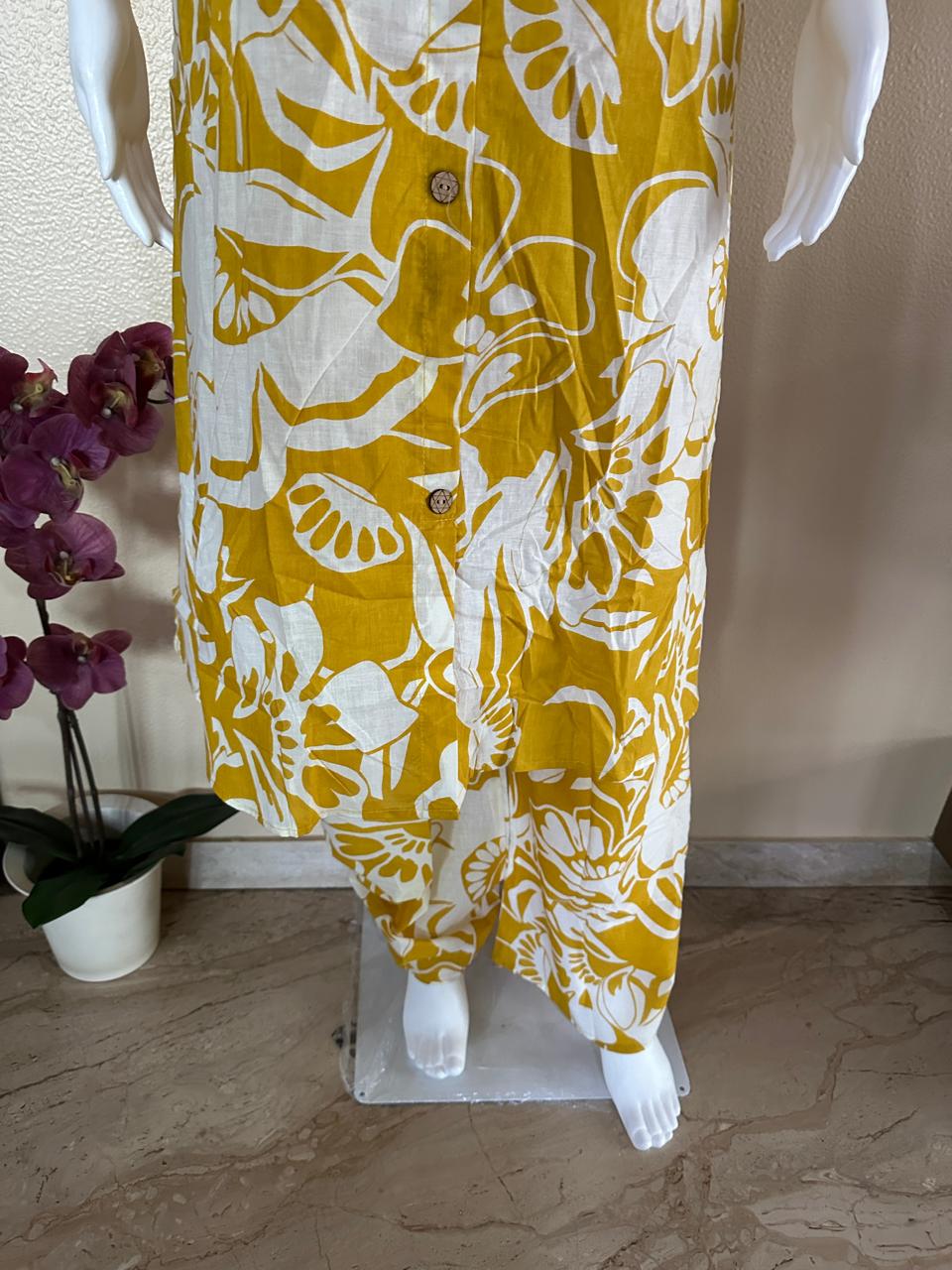 Gold Cotton Kurta Pant