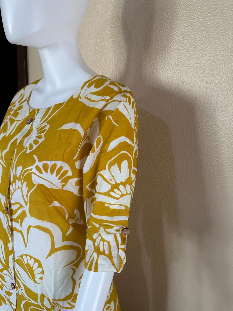 Gold Cotton Kurta Pant