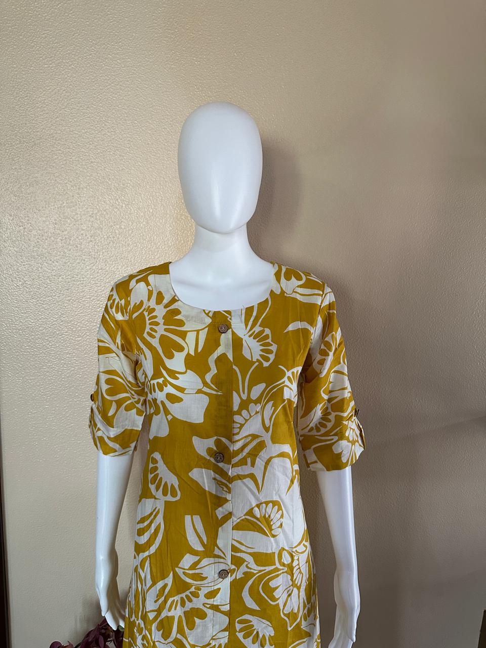 Gold Cotton Kurta Pant
