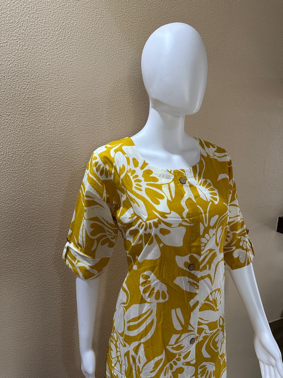 Gold Cotton Kurta Pant