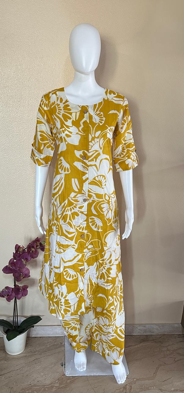 Gold Cotton Kurta Pant