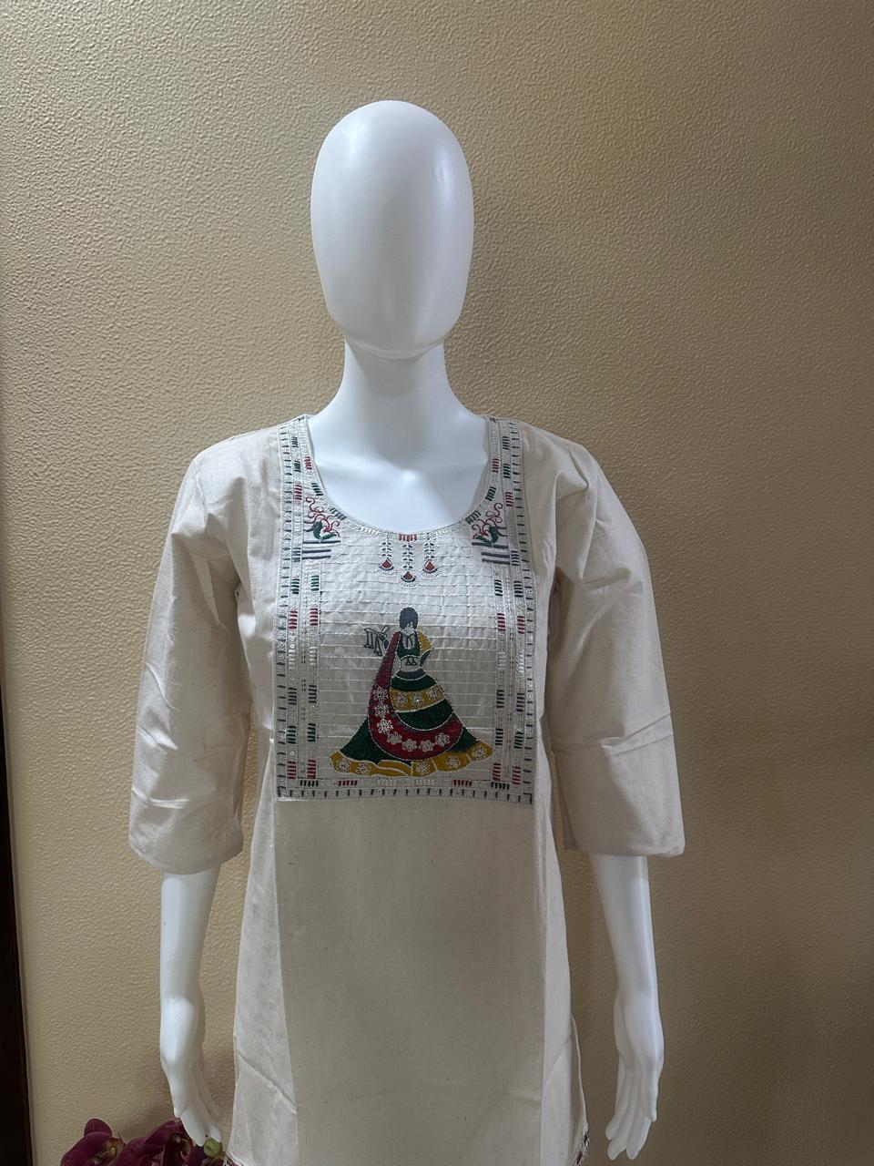 Short Khaadi embroidered Cotton Kurti