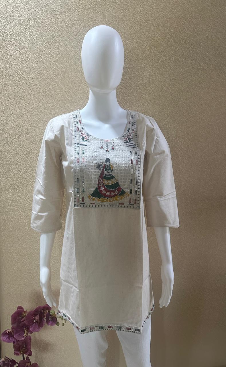 Short Khaadi embroidered Cotton Kurti