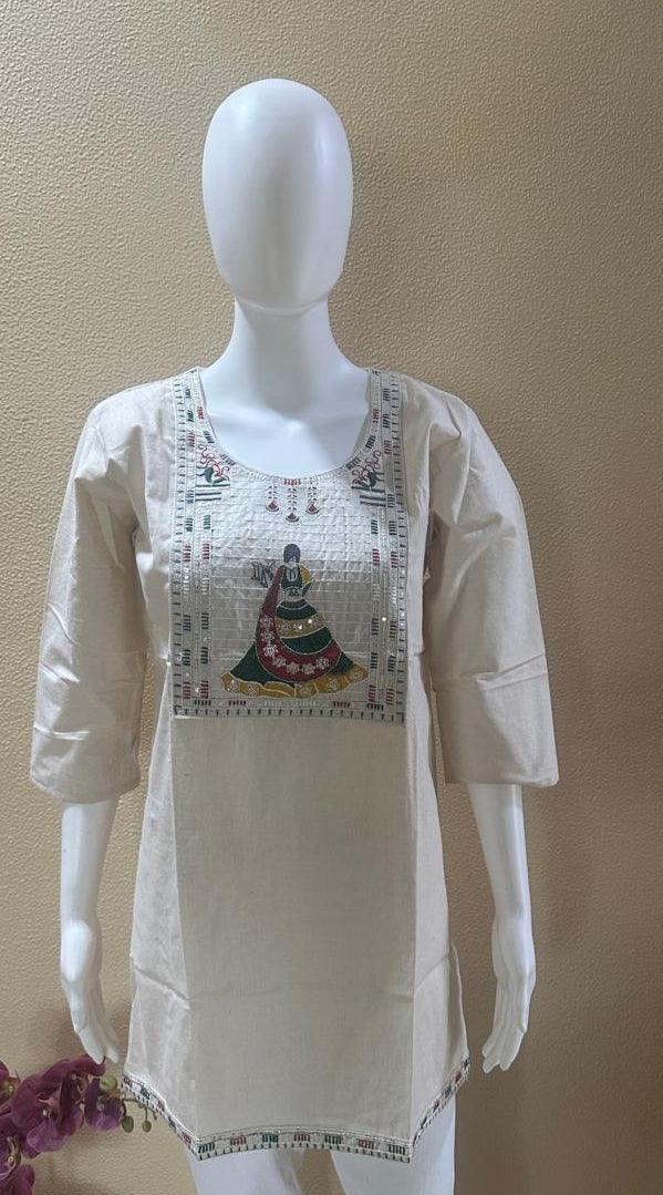 Short Khaadi embroidered Cotton Kurti