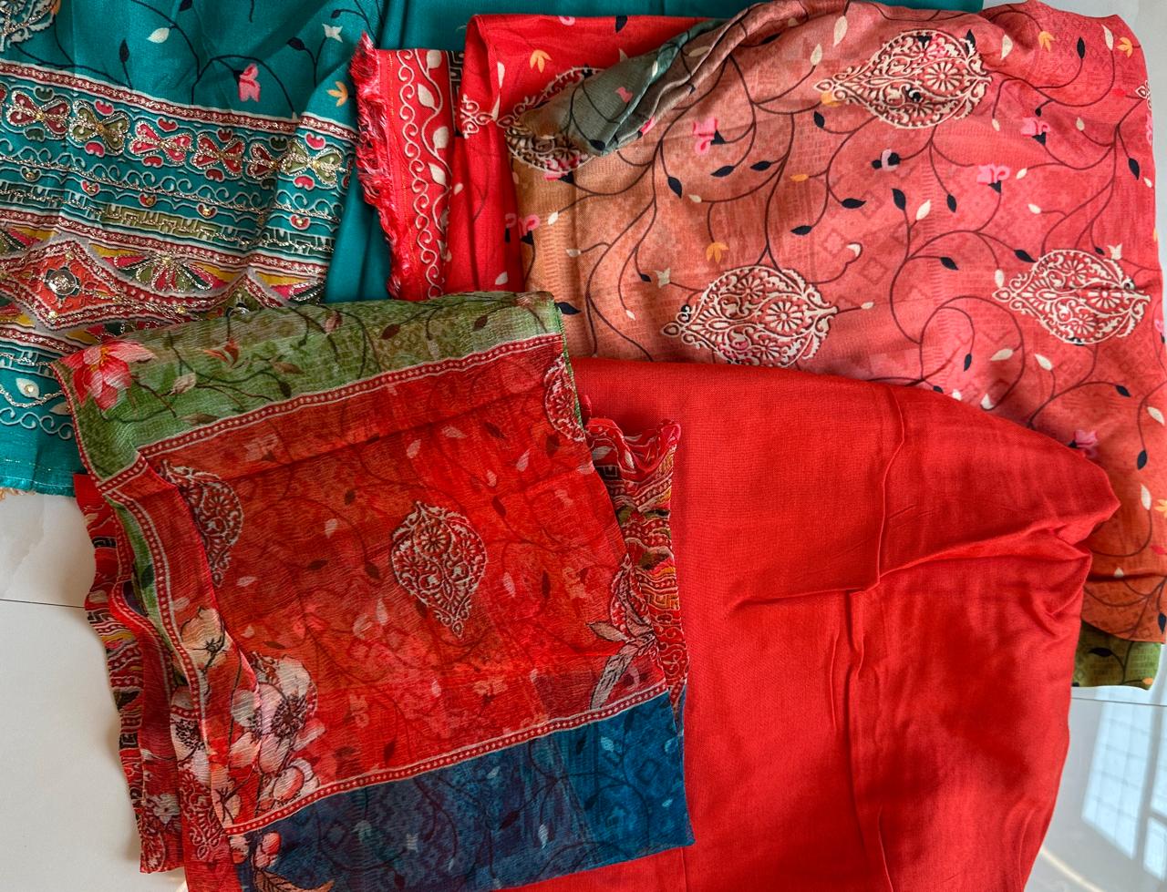 Pure Maslin Suit with work with printed dupatta