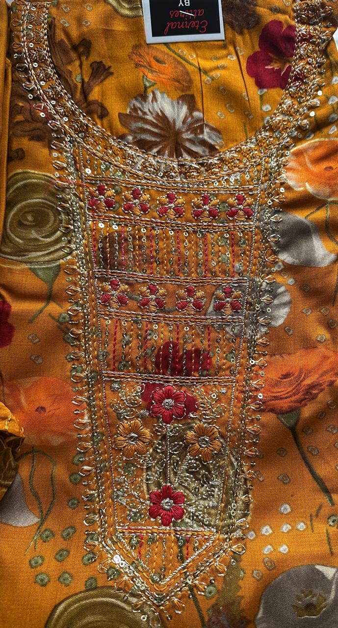 Festive Embroidered dress material (4 colors)