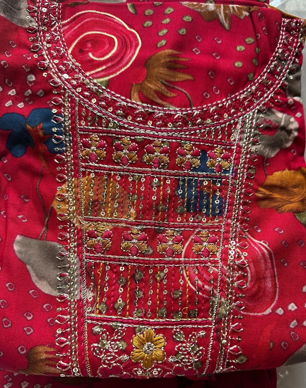 Festive Embroidered dress material (4 colors)