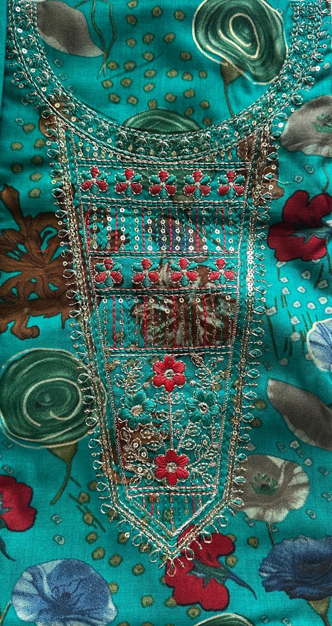 Festive Embroidered dress material (4 colors)