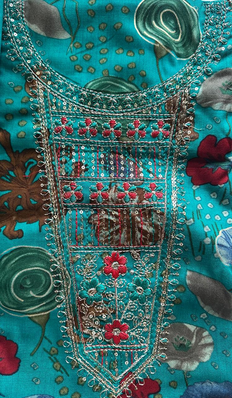 Festive Embroidered dress material (4 colors)