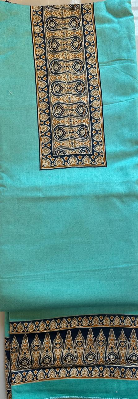SRIVALLI collection -Rich cotton embroidered dress material with embroidered dupatta
