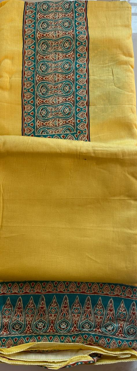SRIVALLI Collection- Rich cotton dress material with thread embroidered dupatta