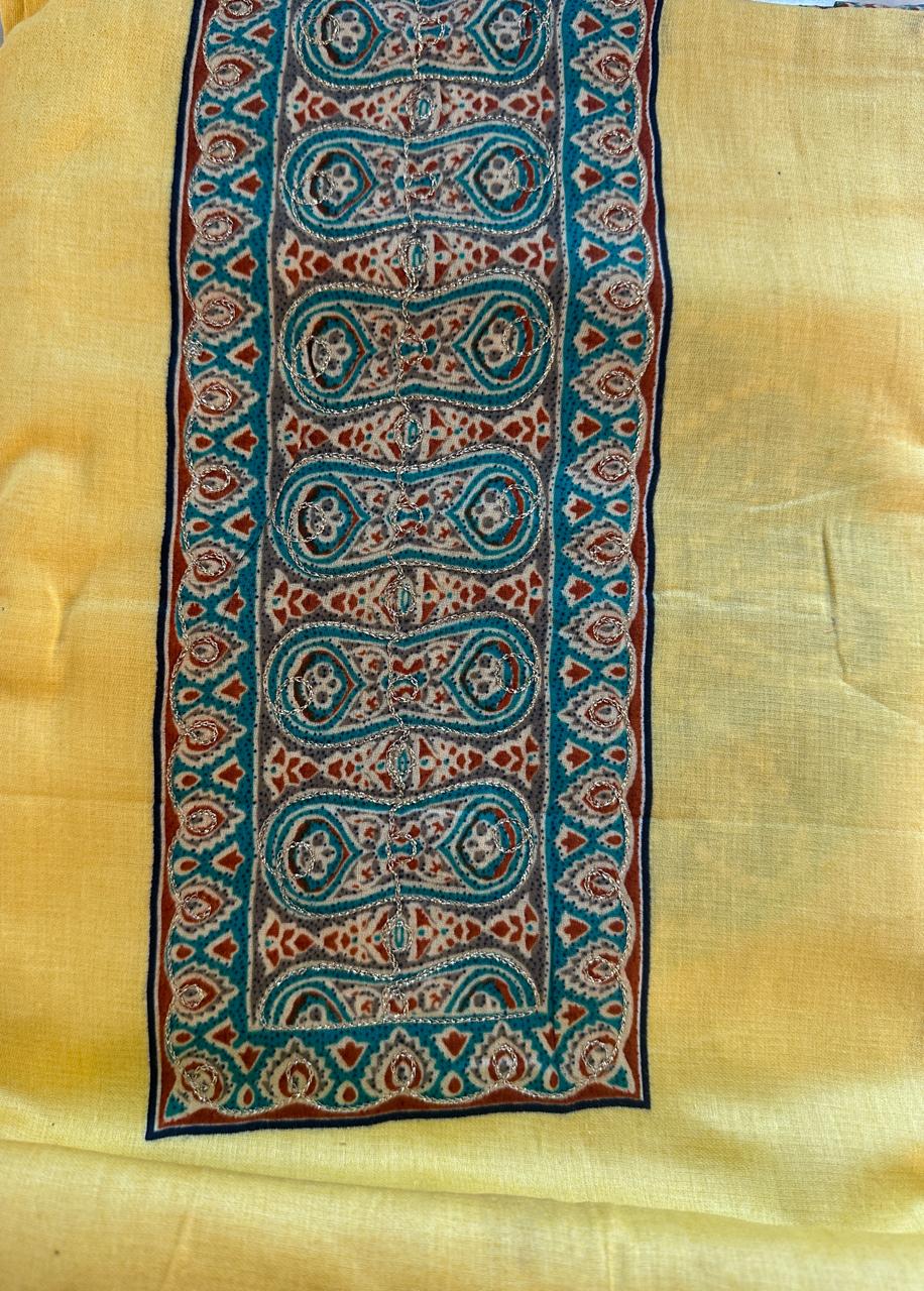 SRIVALLI Collection- Rich cotton dress material with thread embroidered dupatta