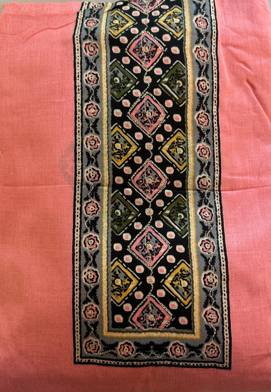 SRIVALLI Collection - Rich cotton dress material with thread embroidered dupatta