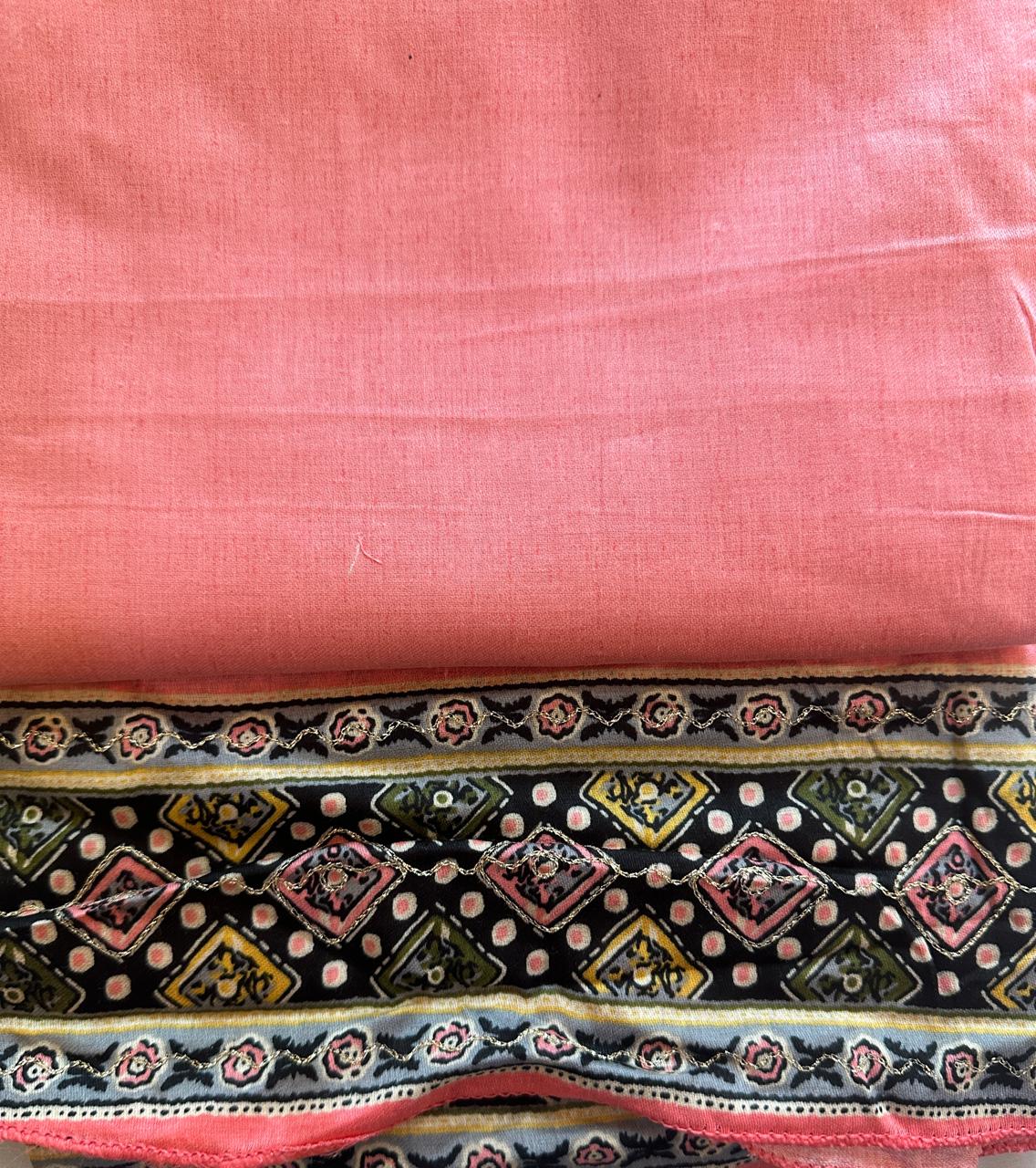 SRIVALLI Collection - Rich cotton dress material with thread embroidered dupatta