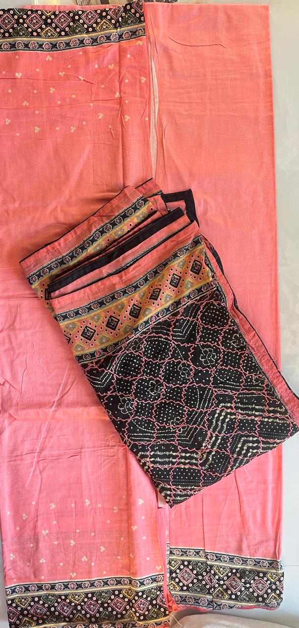 SRIVALLI Collection - Rich cotton dress material with thread embroidered dupatta