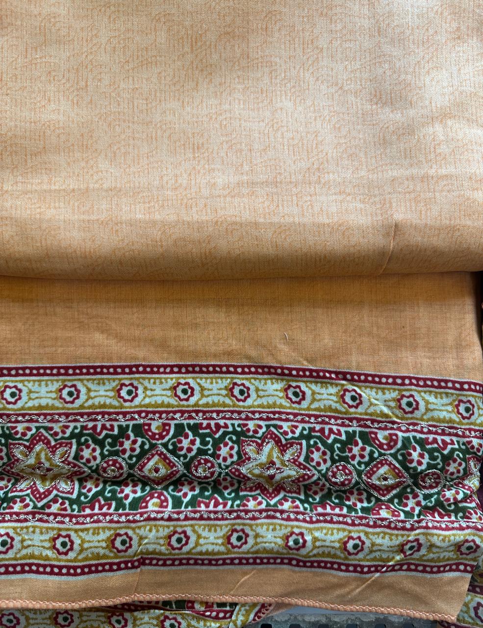 SRIVALLI Collection - Rich cotton dress material with thread embroidered dupatta