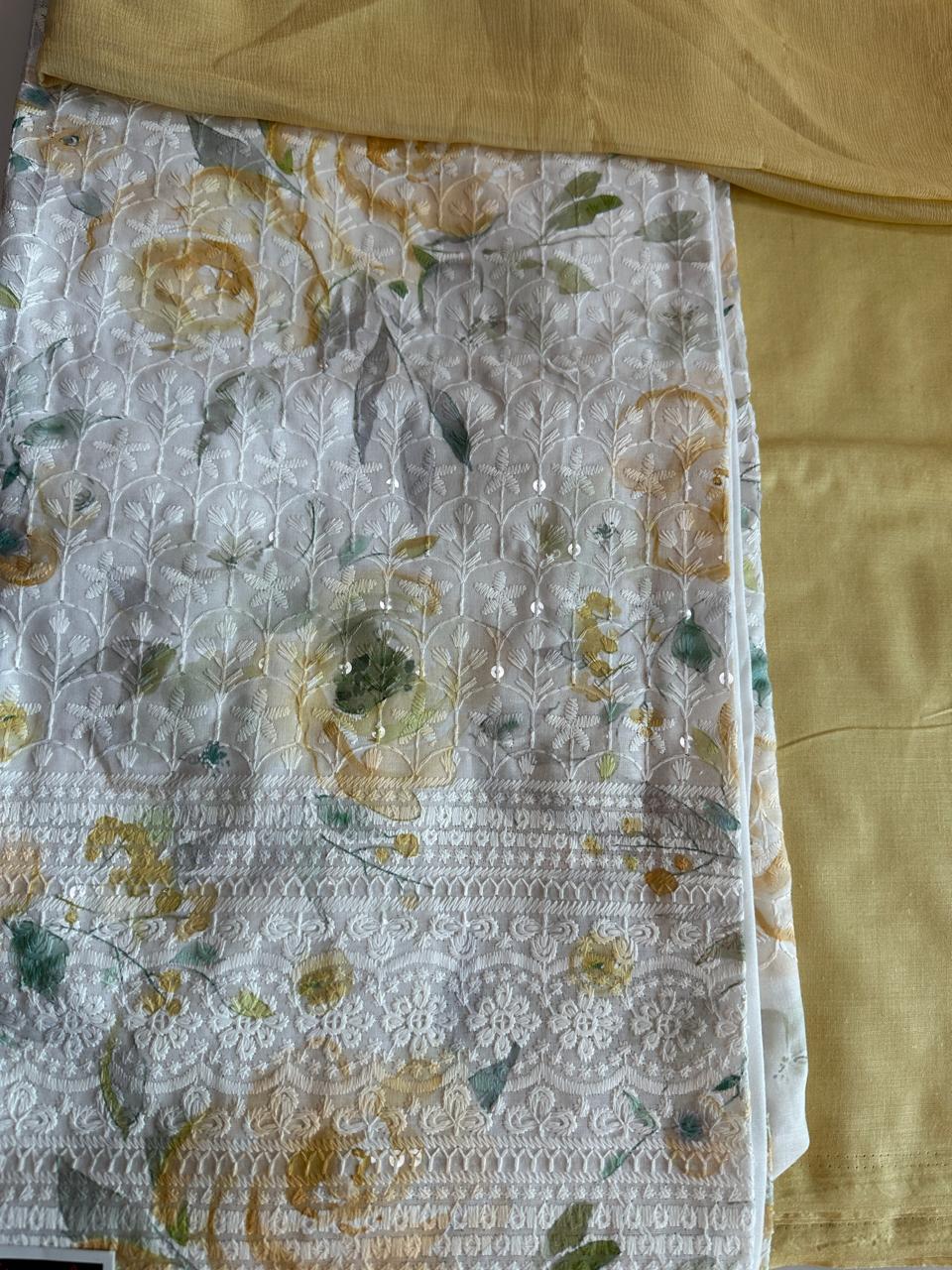 Hakoba Chikan Cotton Suit Dress material with Dupatta (3colours)