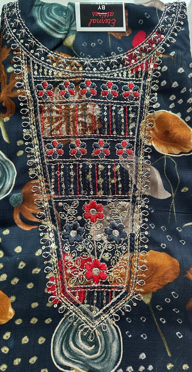 Festive Embroidered dress material (4 colors)