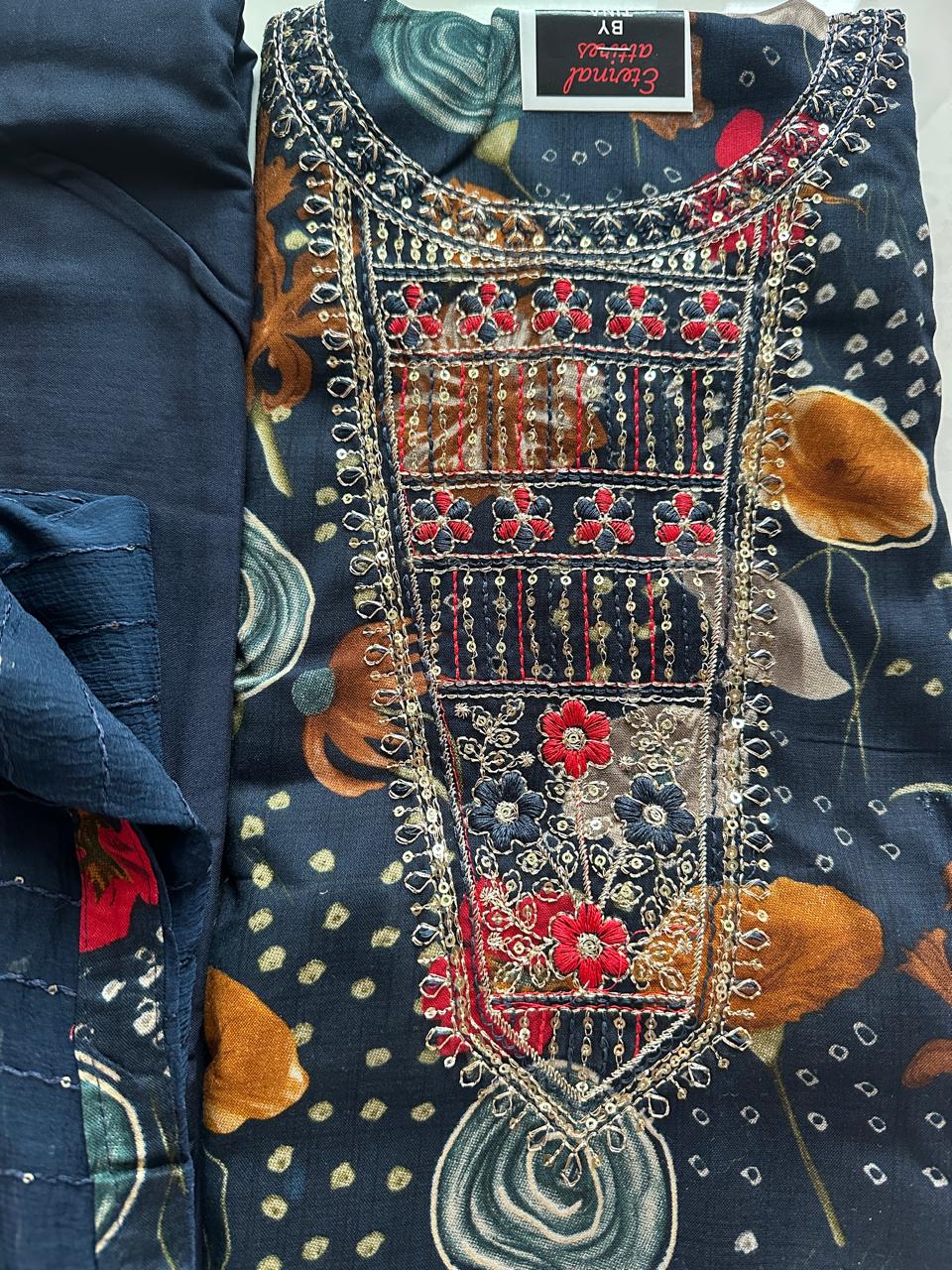 Festive Embroidered dress material (4 colors)