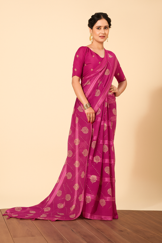 Soft cotton mirrorwork saree(3 colours)
