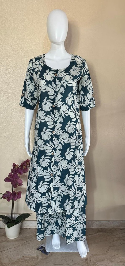 Contemporary Cotton Blue Kurta Pant