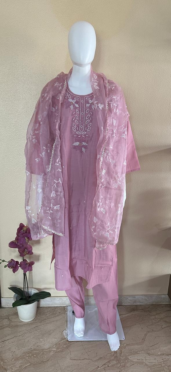 Roman silk with beads embroidery