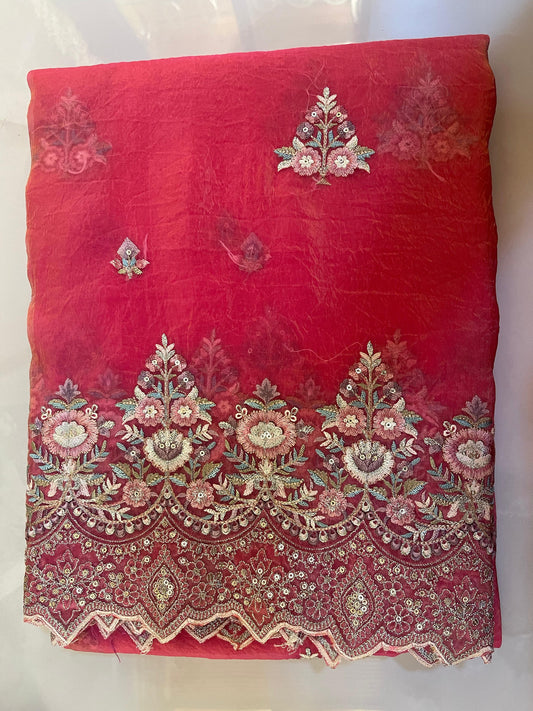 Designer organza crush partywear saree