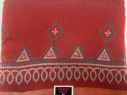 Mal cotton Red saree