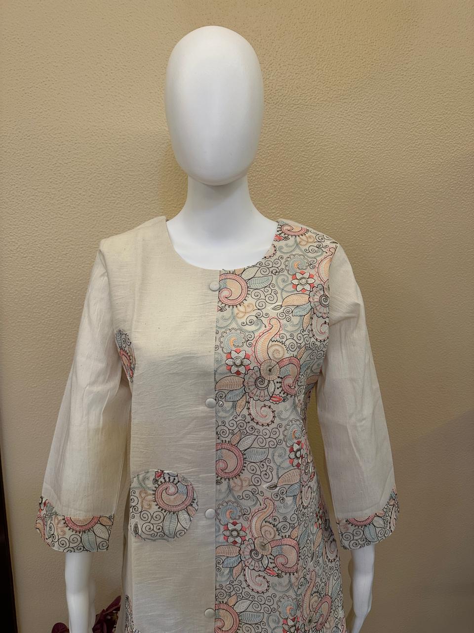 Cotton Khadi designer Emroidered coord set