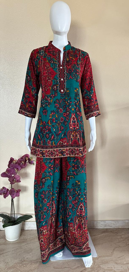 Pure maslin vibrant designed co-ord set