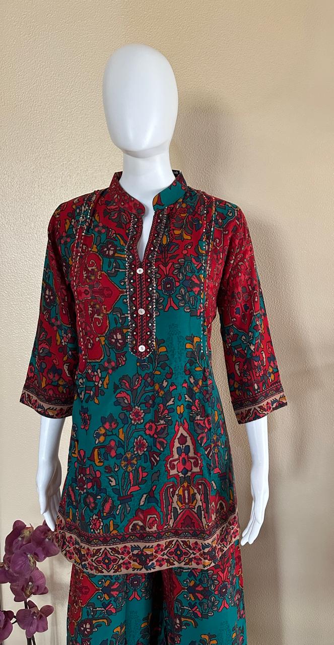 Pure maslin vibrant designed co-ord set