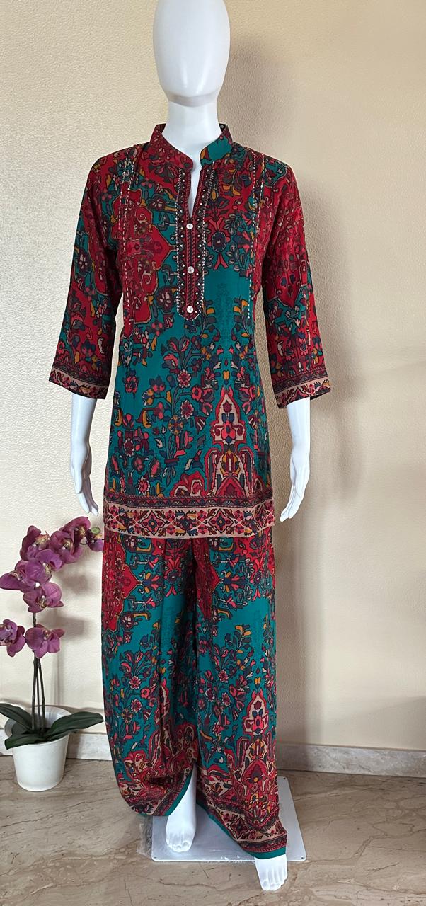 Pure maslin vibrant designed co-ord set