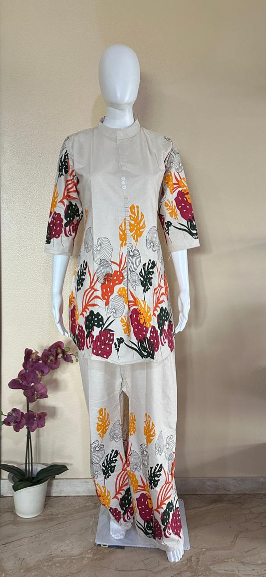 Vibrant Off white Khaadi Cotton Co-Ord set