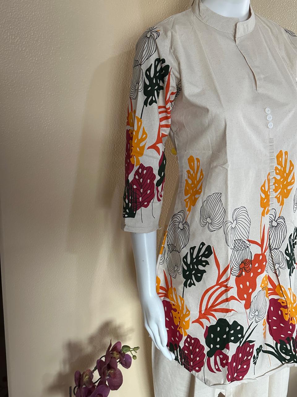 Vibrant Off white Khaadi Cotton Co-Ord set