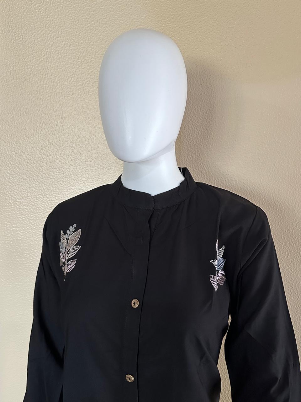 Black embroidered Cotton-Rayon Coord set,