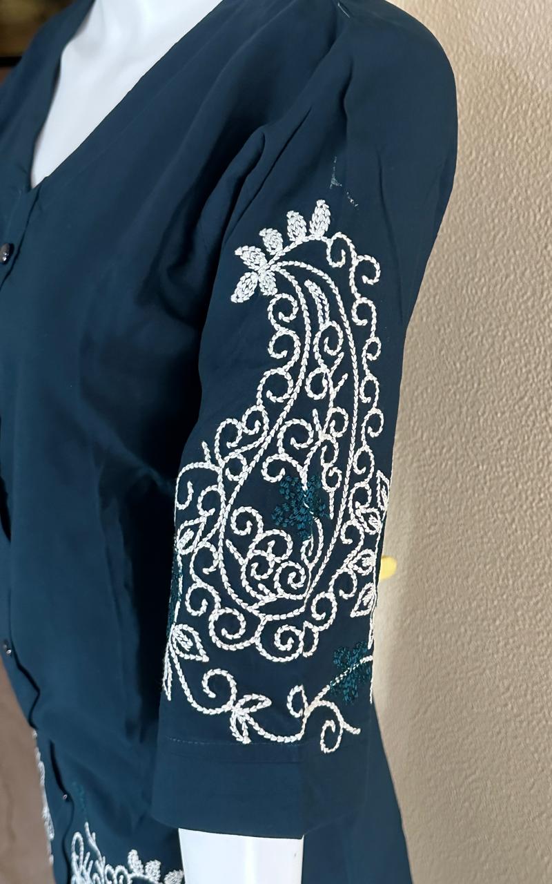 Peacock blue Kashmiri embroidered Co-Ord Set
