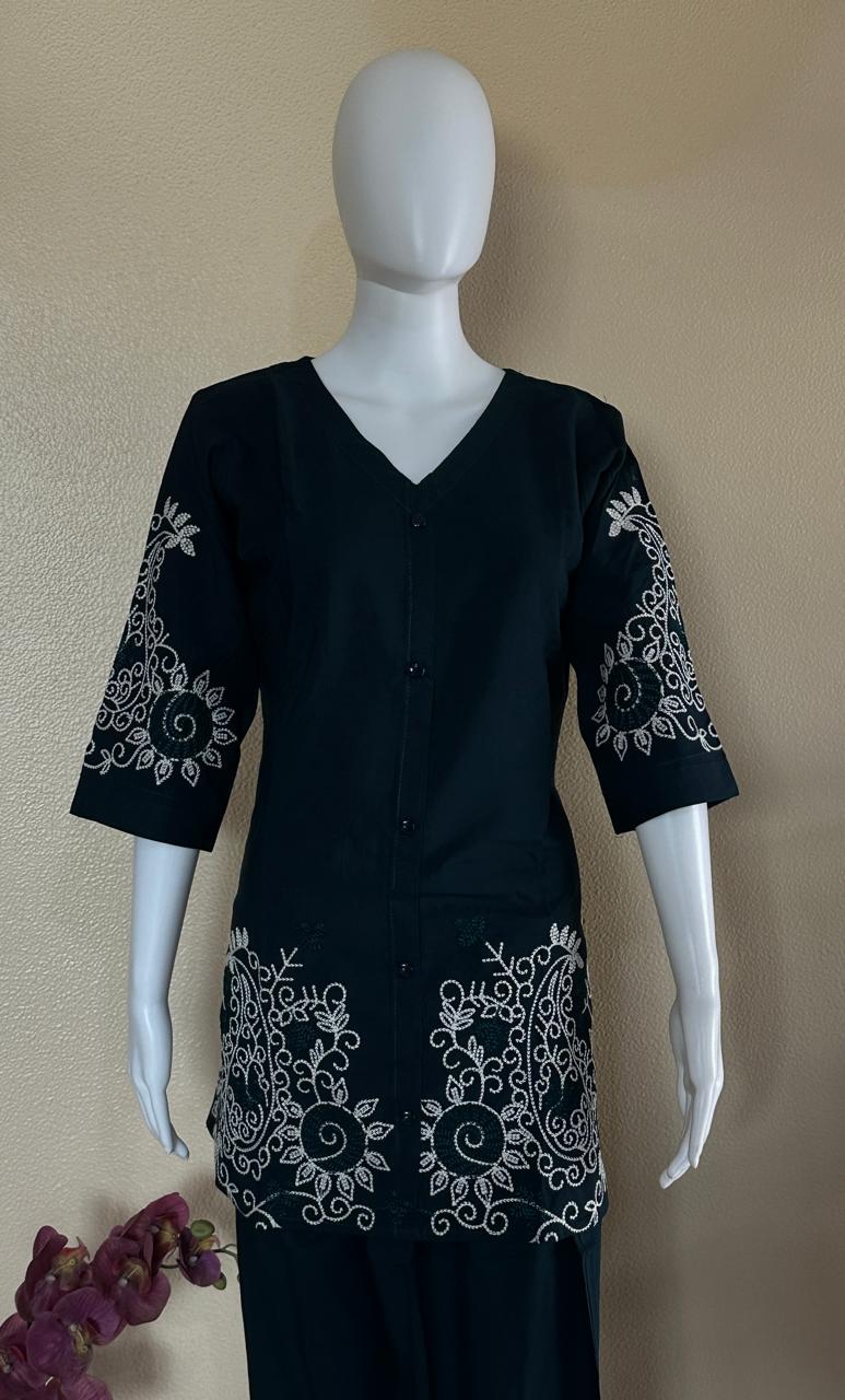 Peacock blue Kashmiri embroidered Co-Ord Set